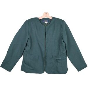 Willow Ridge Petite Vintage Women's Size 10 P Green Open Front Blazer USA Made